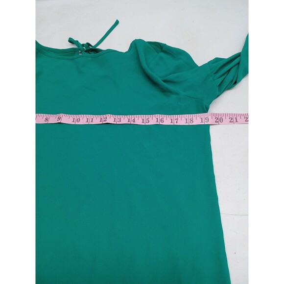 Loft Women's Long Sleeve Ruffle Keyhole Green Blouse Top Size S - Picture 5 of 10